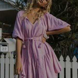 Spell Bella Orchid Linen Dress Small